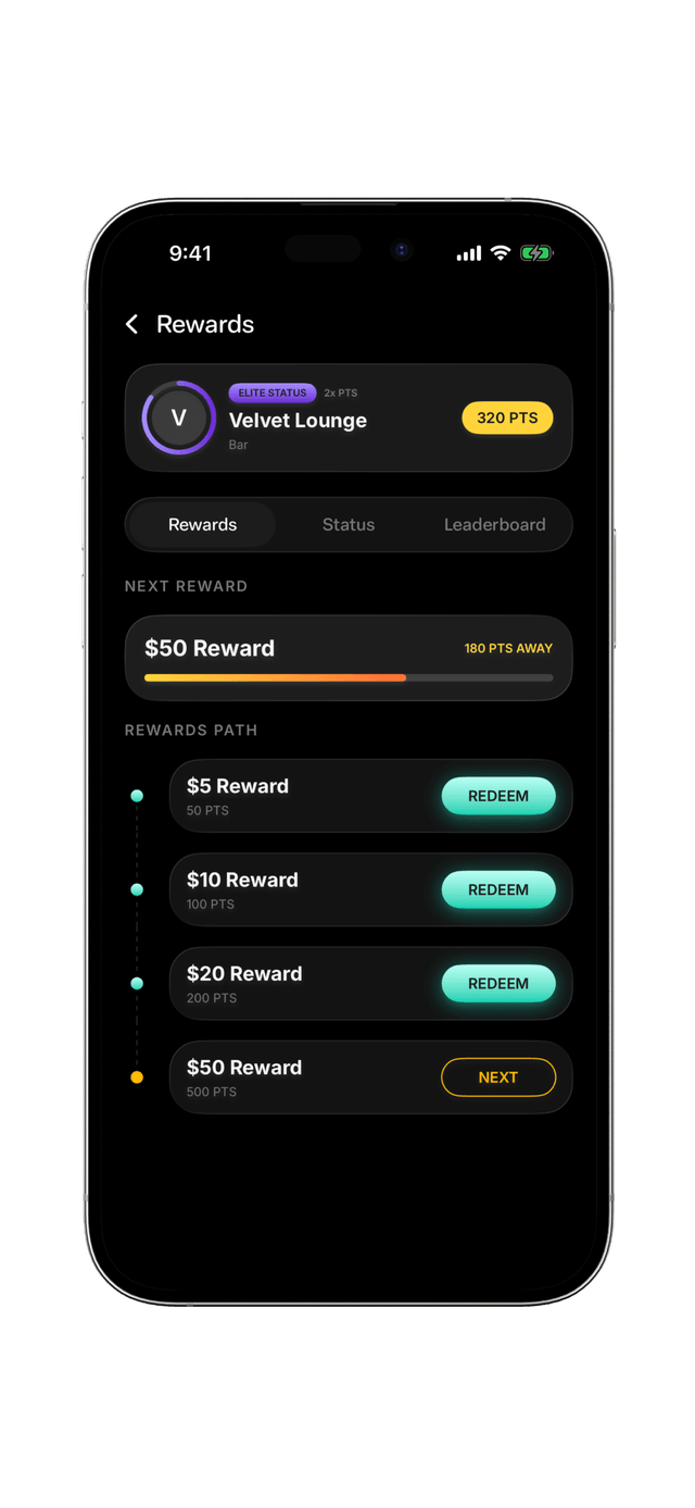 Tally venue rewards path