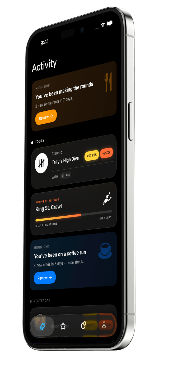 Tally activity feed